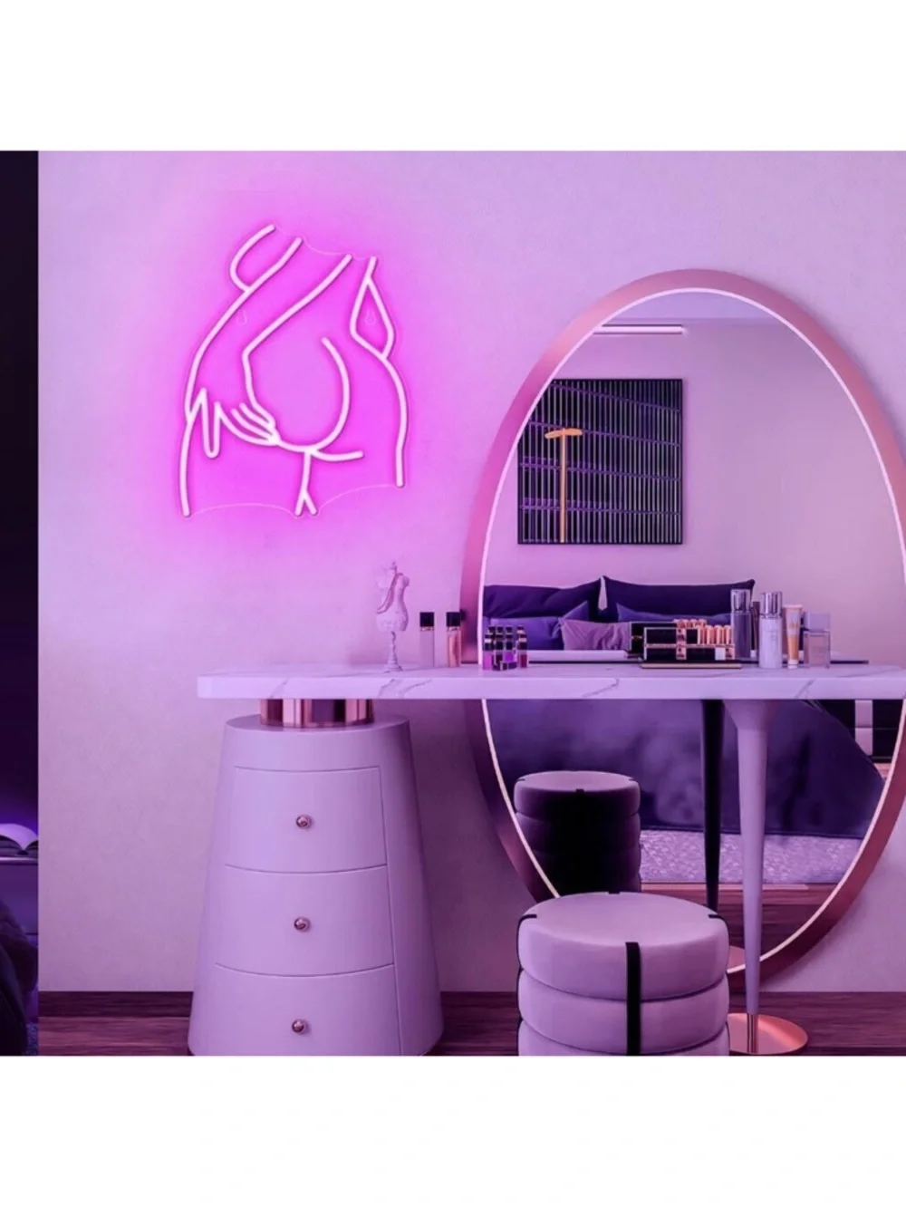 Lady Neon Pink LED Lady Back Neon Signs for Wall Decor for Bedroom, Party, Bar,